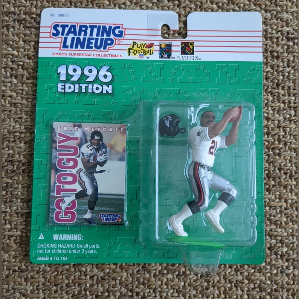 New 1996 Eric Metcalf Action STARTING LINEUP Falcons Football Figurine Plus Card